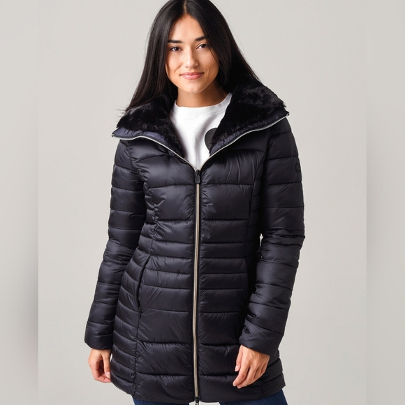 Save The Duck Iris Winter Coat Water Repellent Satin Puffer Jacket - Picture 16 of 16